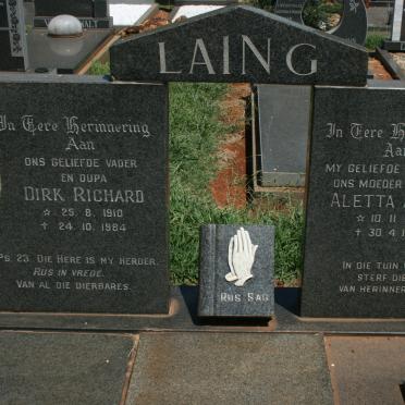 LAING Dirk Richard 1910-1984 &amp; Aletta Maria 1918-1977