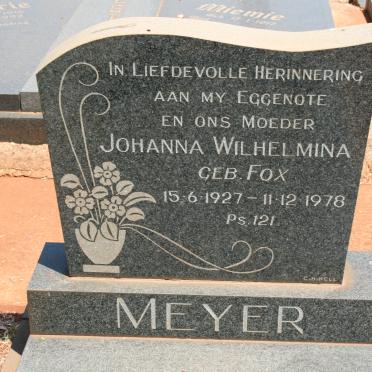 MEYER Johanna Wilhelmina nee FOX 1927-1978