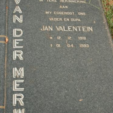 MERWE Jan Valentein, van der 1918-1993