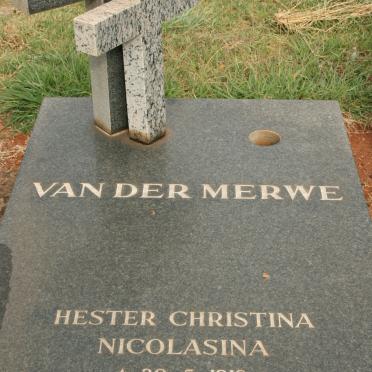 MERWE Hester Christina Nicolasina, van der 1918-1989