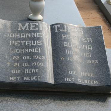 MEINTJES Johannes Petrus 1925-1990 &amp; Hester Adriana 1923-