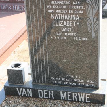 MERWE Katharina Elizabeth, van der nee MARITZ  1919-1991
