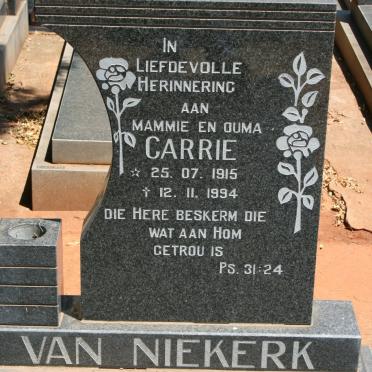 NIEKERK Carrie, van 1915-1994