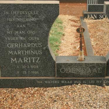 ODENDAAL Gerhardus Marthinus Maritz 1904-1986