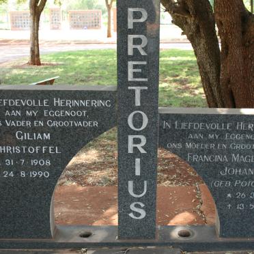 PRETORIUS Giliam Christoffel 1908-1990 &amp; Francina Magdalena Johanna POTGIETER 1914-1973