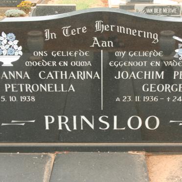 PRINSLOO Joachim Petrus George 1936-1980 &amp; Susanna Catharina Petronella 1938-