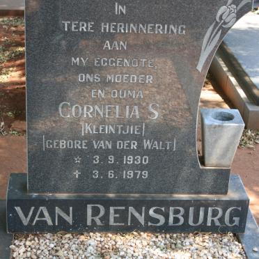 RENSBURG Cornelia S., van nee VAN DER WALT 1930-1979