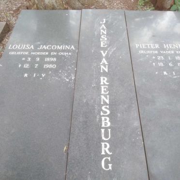 RENSBURG Pieter Hendrik, van 1898-1980 &amp; Louisa Jacomina 1898-1980