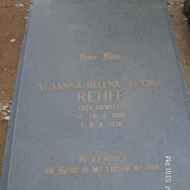 RETIEF Susanna Helena Jacoba nee HOWELL 1888-1970
