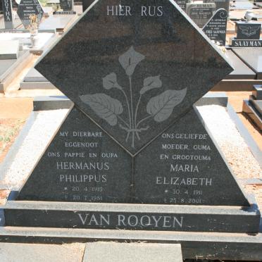 ROOYEN Hermanus Philippus, van 1915-1981 &amp; Maria Elizabeth 1911-2001