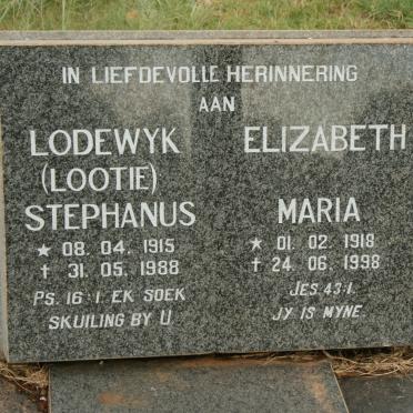 ROUX Lodewyk Stephanus, le 1915-1988 &amp; Elizabeth Maria 1918-1998