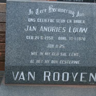 ROOYEN Jan Andries Louw, van 1950-1970