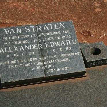 STRATEN Alexander Edward, van 1930-1983