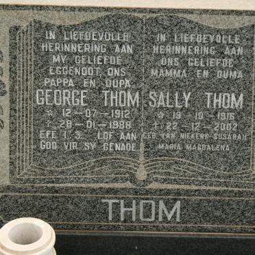 THOM George 1912-1988 &amp; Susarah Maria Magdalena VAN NIEKERK 1916-2002