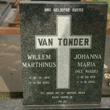 TONDER Willem Marthinus , van 1914-2003 &amp; Johanna Maria NAUDÉ 1919-2003