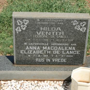 VENTER Hilda nee DE LANGE 1916-1992 :: DE LANGE Anna Magdalena Elizabeth 1917-2004