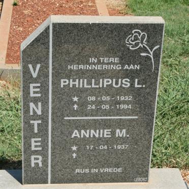VENTER Phillipus 1932-1994 &amp; Annie M. 1937-