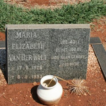 WALT Maria Elizabeth, van der 1926-1993
