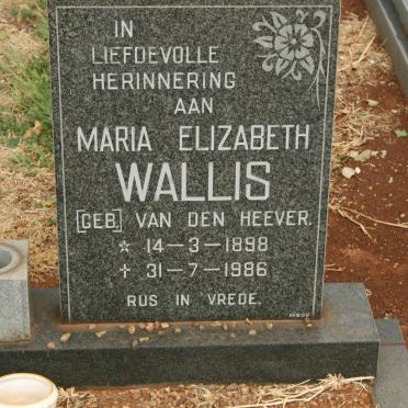 WALLIS Maria Elizabeth nee VAN DEN HEEVER 1898-1986