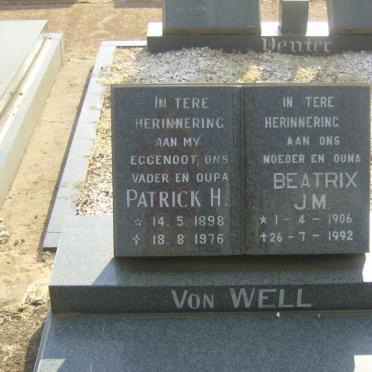 WELL Patrick H., von 1898-1976 &amp; Beatrix J.M. 1906-1992