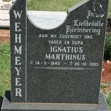 WEHMEYER Ignatius Marthinus 1940-1993