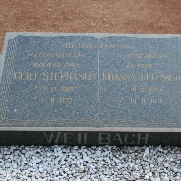 WEILBACH Gert Stephanus 1899-1973 &amp; Johanna Elizabeth 1904-1976