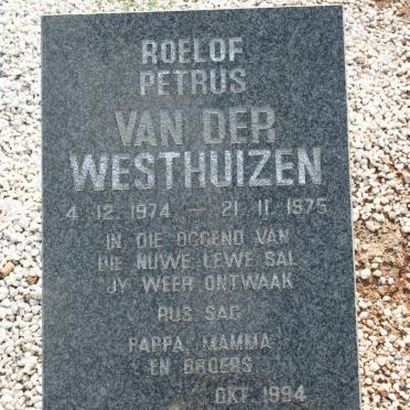 WESTHUIZEN Roelof Petrus, van der 1974-1975