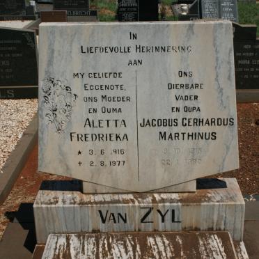 ZYL Jacobus Gerhardus Marthinus, van 1915-1988 &amp; Aletta Fredrieka 1916-1977