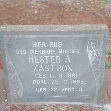 ZASTRON Hester A. 1881-1965