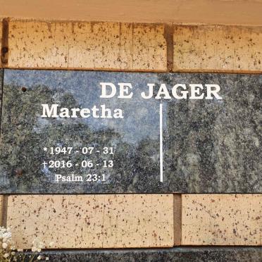 JAGER Maretha, de 1947-2016