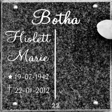 BOTHA Hiolett Marie 1942-2012