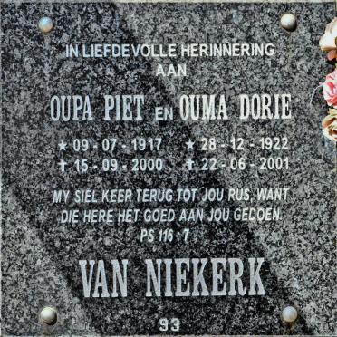 NIEKERK Piet, van 1917-2000 &amp; Dorie 1922-2001