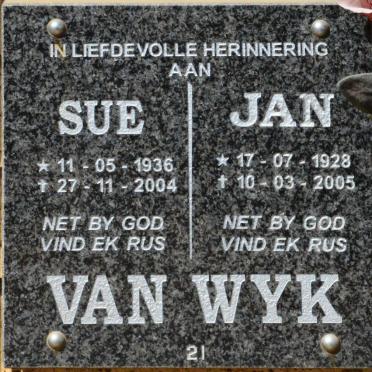 WYK Jan, van 1928-2005 &amp; Sue 1936-2004