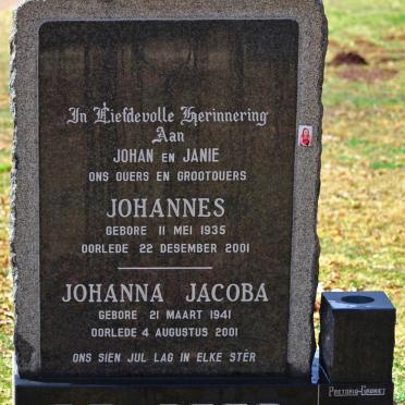 BEER Johannes, de 1935-2001 &amp; Johanna Jacoba 1941-2001