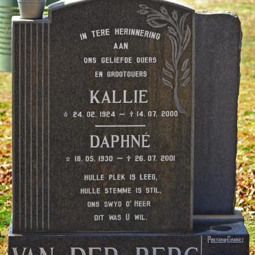 BERG Kallie, van der 1924-2000 &amp; Daphné 1930-2001
