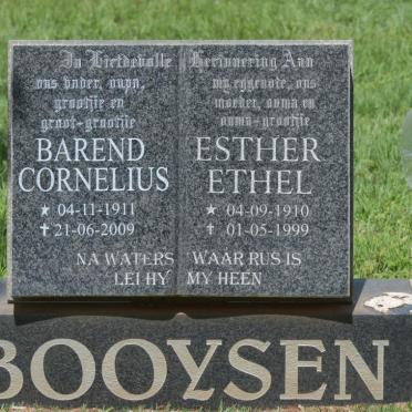 BOOYSEN Barend Cornelius 1911-2009 &amp; Esther Ethel 1910-1999