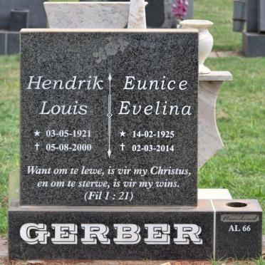 GERBER Hendrik Louis 1921-2000 &amp; Eunice Evelina 1925-2014