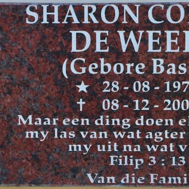 WEERD Sharon Colleen, de nee BASSON 1970-2002