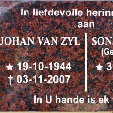 ZYL Johan, van 1944-2007 :: GOUWS Sonja nee VAN ZYL 1953-