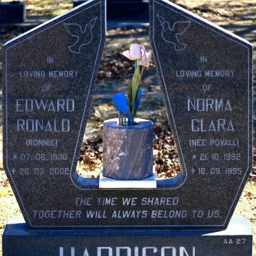 HARRISON Edward Ronald 1930-2002 &amp; Norma Clara POVALL 1932-1995