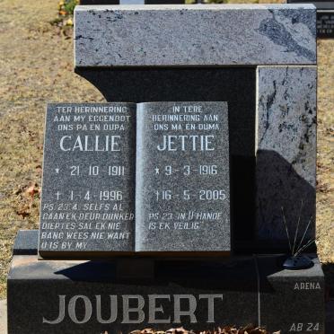 JOUBERT Callie 1911-1996 &amp; Jettie 1916-2005