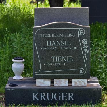 KRUGER Hansie 1926-2001 &amp; Tienie 1928-