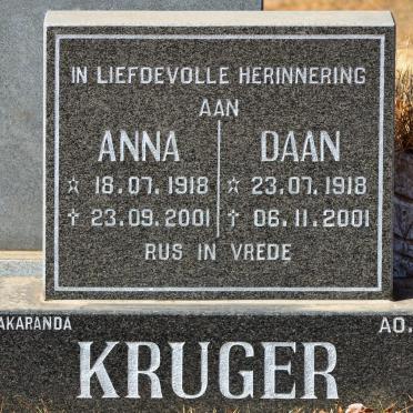 KRUGER Daan 1918-2001 &amp; Anna 1918-2001
