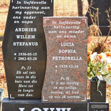 LOUW Andries Willem Stefanus 1930-2002 &amp; Lucia Sophia Petronella 1935-