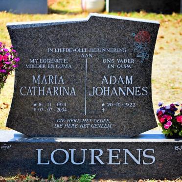 LOURENS Adam Johannes 1922- &amp;  Maria Catharina 1924-2004