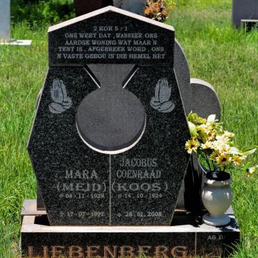 LIEBENBERG Jacobus Coenraad 1924-2008 &amp; Mara 1929-1997