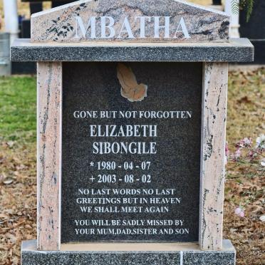 MBATHA Elizabeth Sibongile 1980-2003