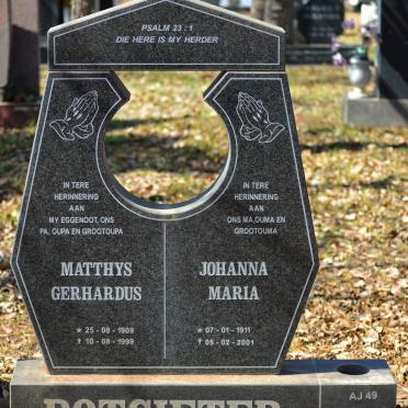 POTGIETER Matthys Gerhardus 1909-1999 &amp; Johanna Maria 1911-2001
