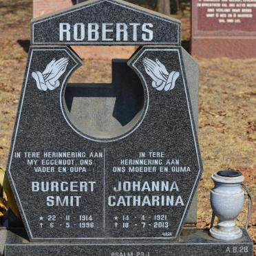 ROBERTS Burgert Smit 1914-1996 &amp; Johanna Catharina 1921-2013