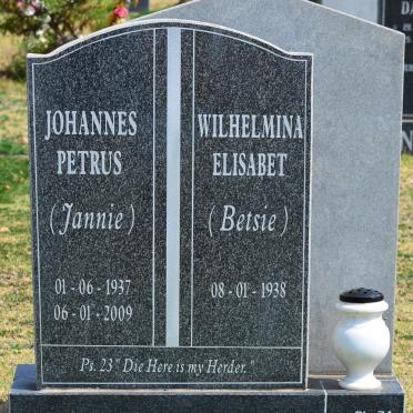 RENSBURG Johannes Petrus, Janse van 1937-2009 &amp; Wilhelmina Elisabet 1938-